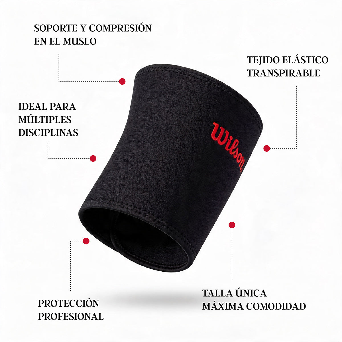 Muslera Wilson AW104 Neopreno AFS Soporte Muslo Compresión Calor Terapéutico Unisex