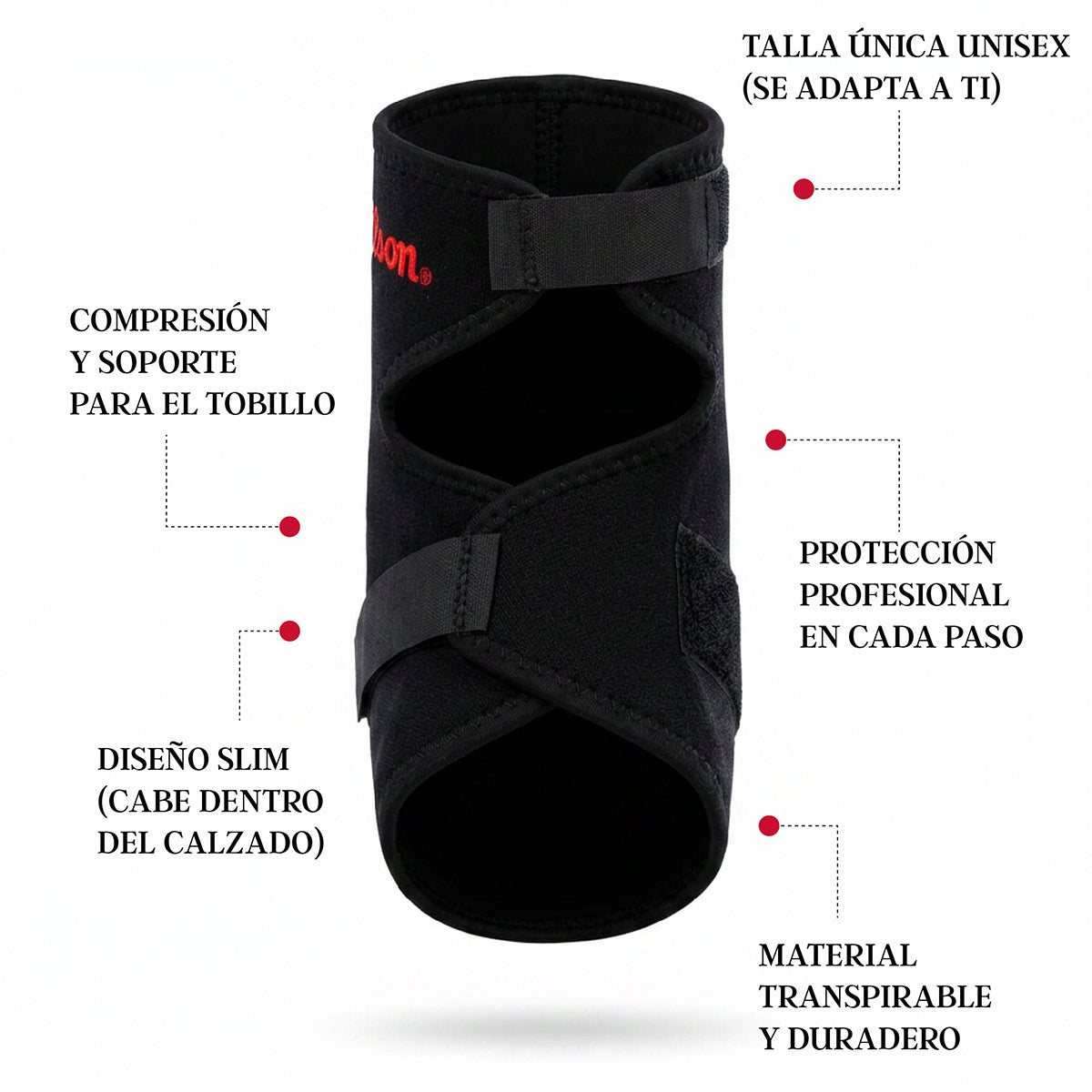 Tobillera Wilson AW107 Neopreno AFS Soporte Tobillo Velcro Ajustable Unisex Unitalla
