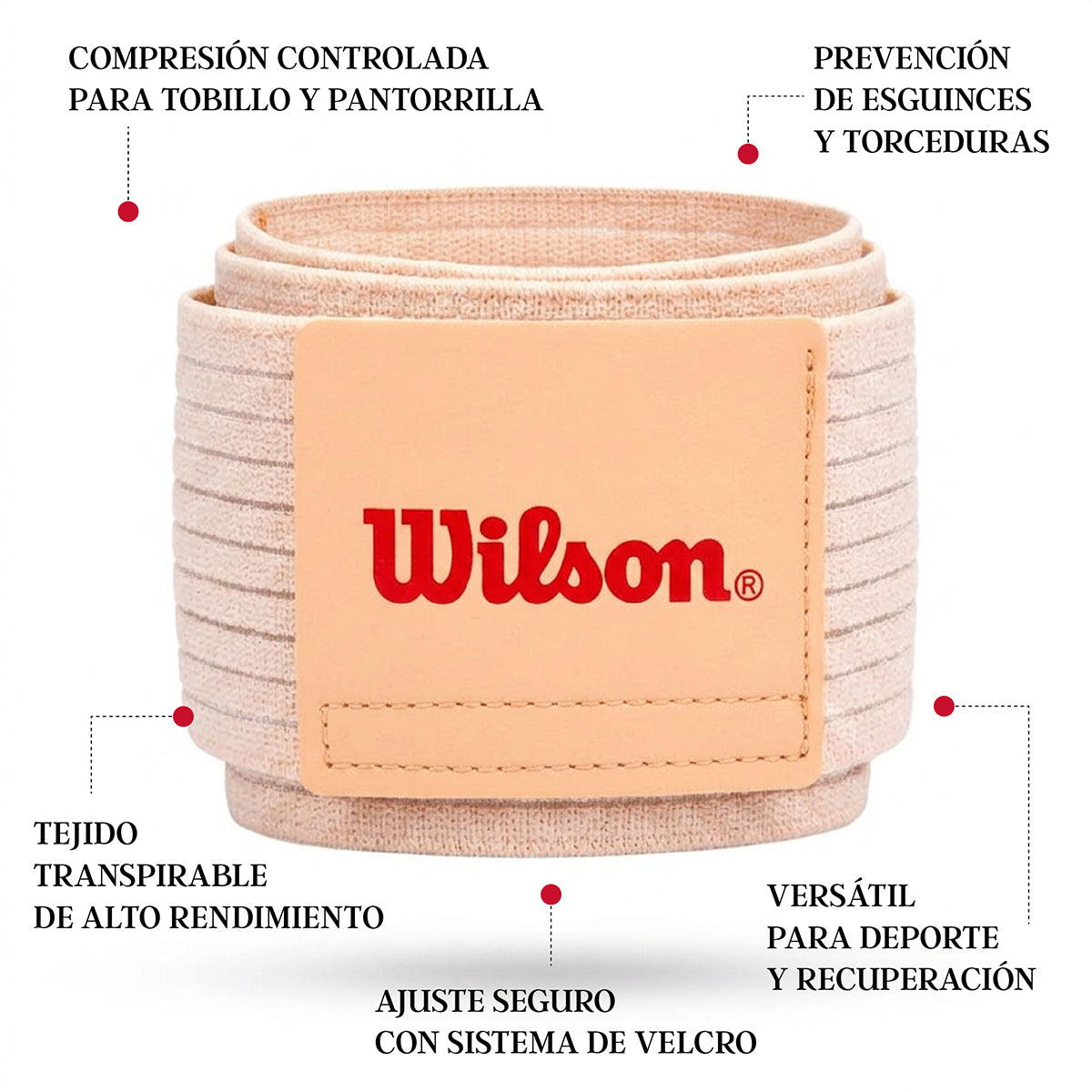 Venda Deportiva Wilson AW702 Tobillo Pantorrilla Nylon Compresión Esguince Unisex