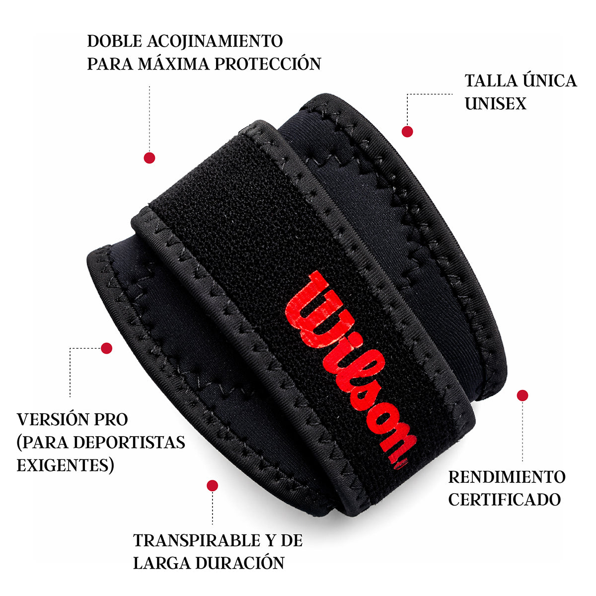 Soporte Tenis Wilson AW106 PRO Doble Almohadilla Neopreno AFS Epicondilitis Antebrazo Unisex