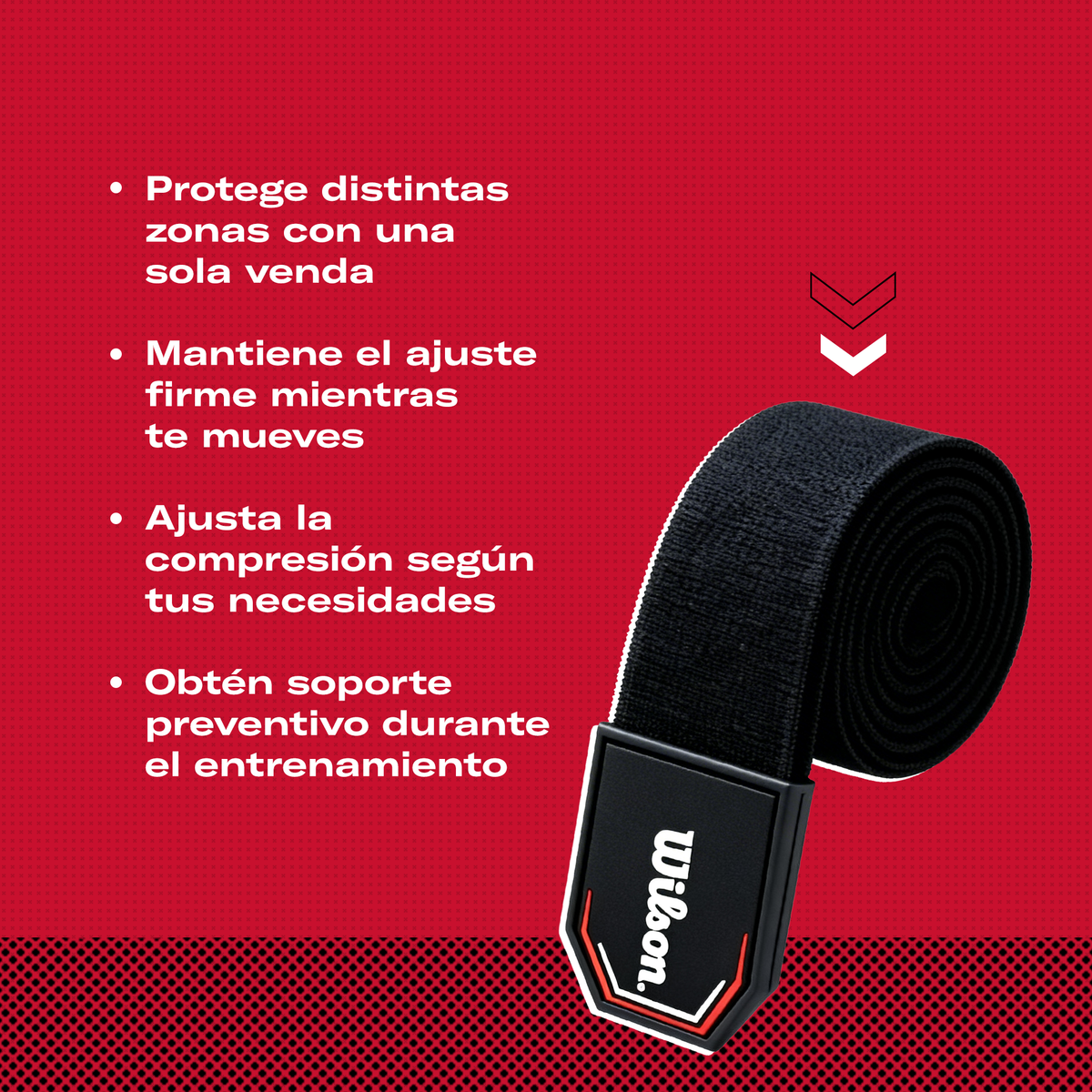 Venda Elástica Multi Usos 120cm Wilson AW1002 Compresión Codo Muñeca Tobillo