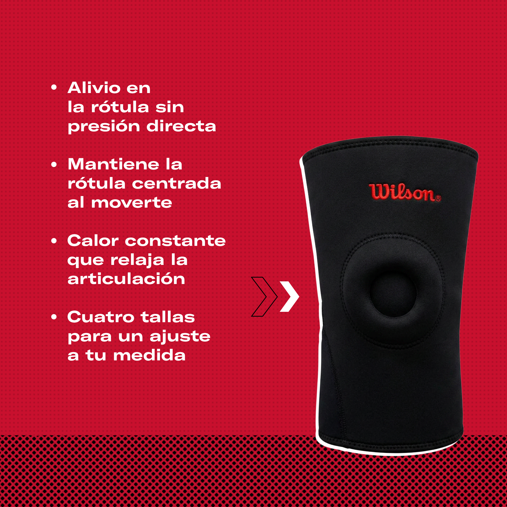 Rodillera Abierta Wilson AW202 Neopreno Soporte Rótula Velcro Ajustable Unisex