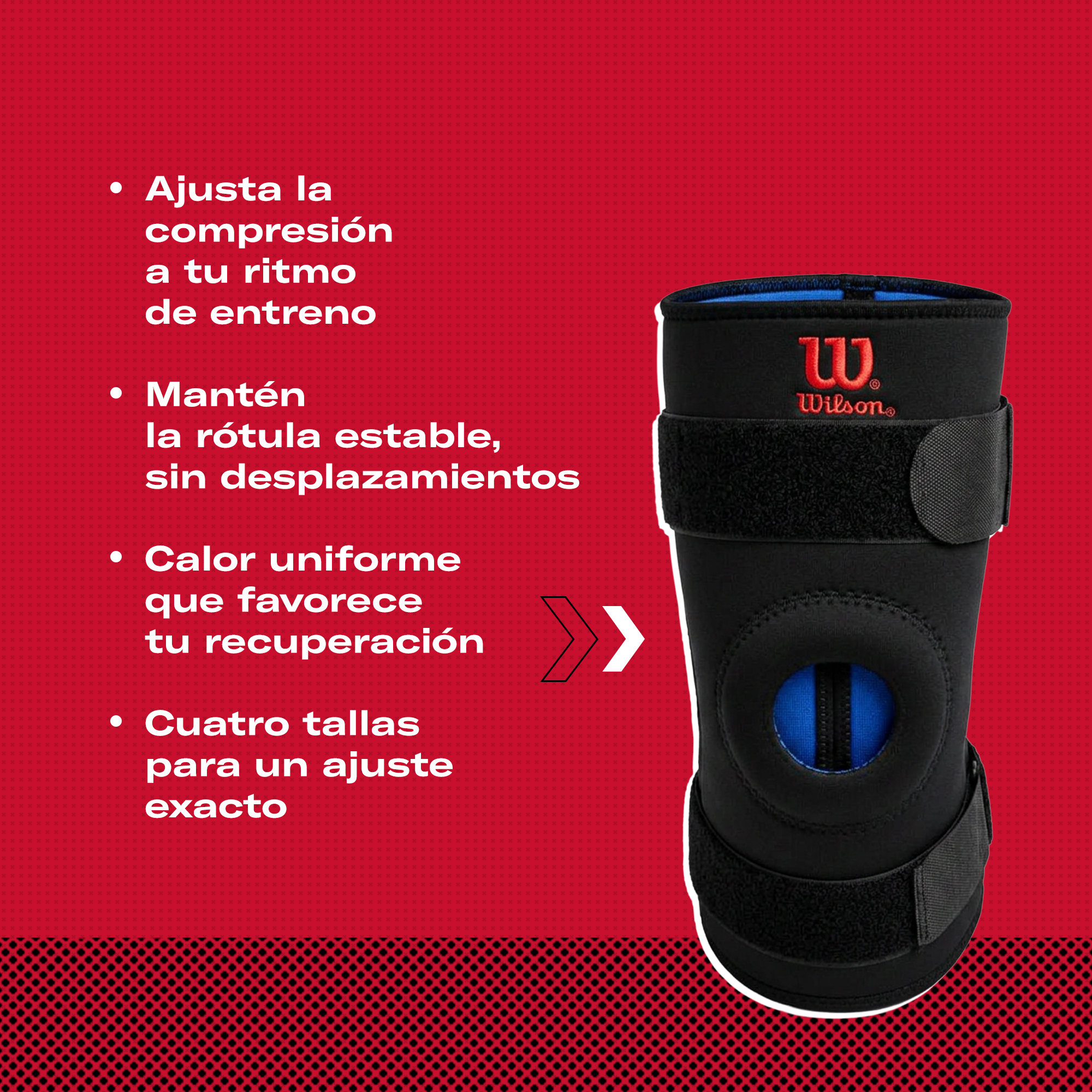 Rodillera Wilson AW203 Soporte Ajustable Rodilla Rótula Correas Neopreno Unisex