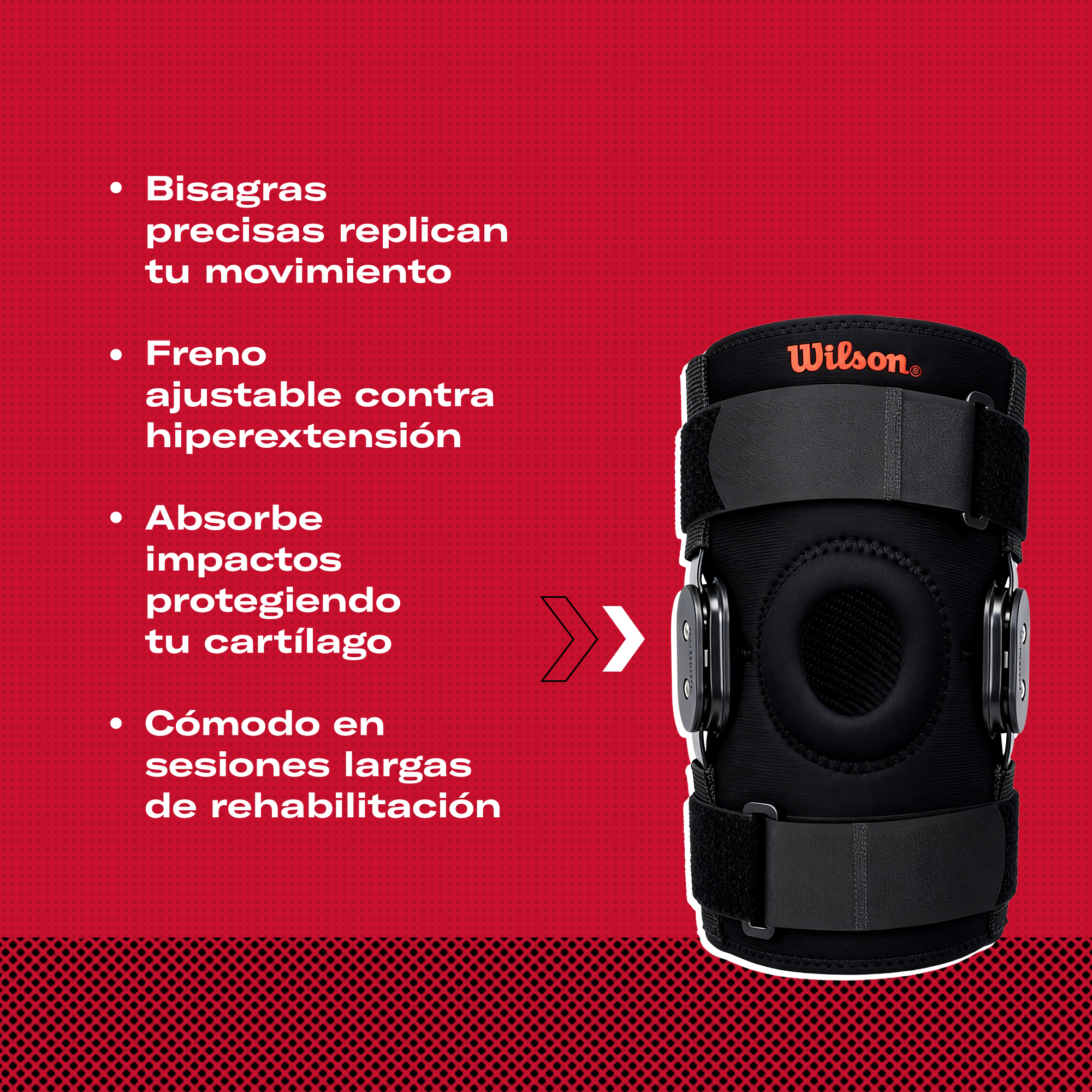 Rodillera Wilson AW206 con Bisagras Acero Soporte Avanzado Rodilla Ligamentos Unisex