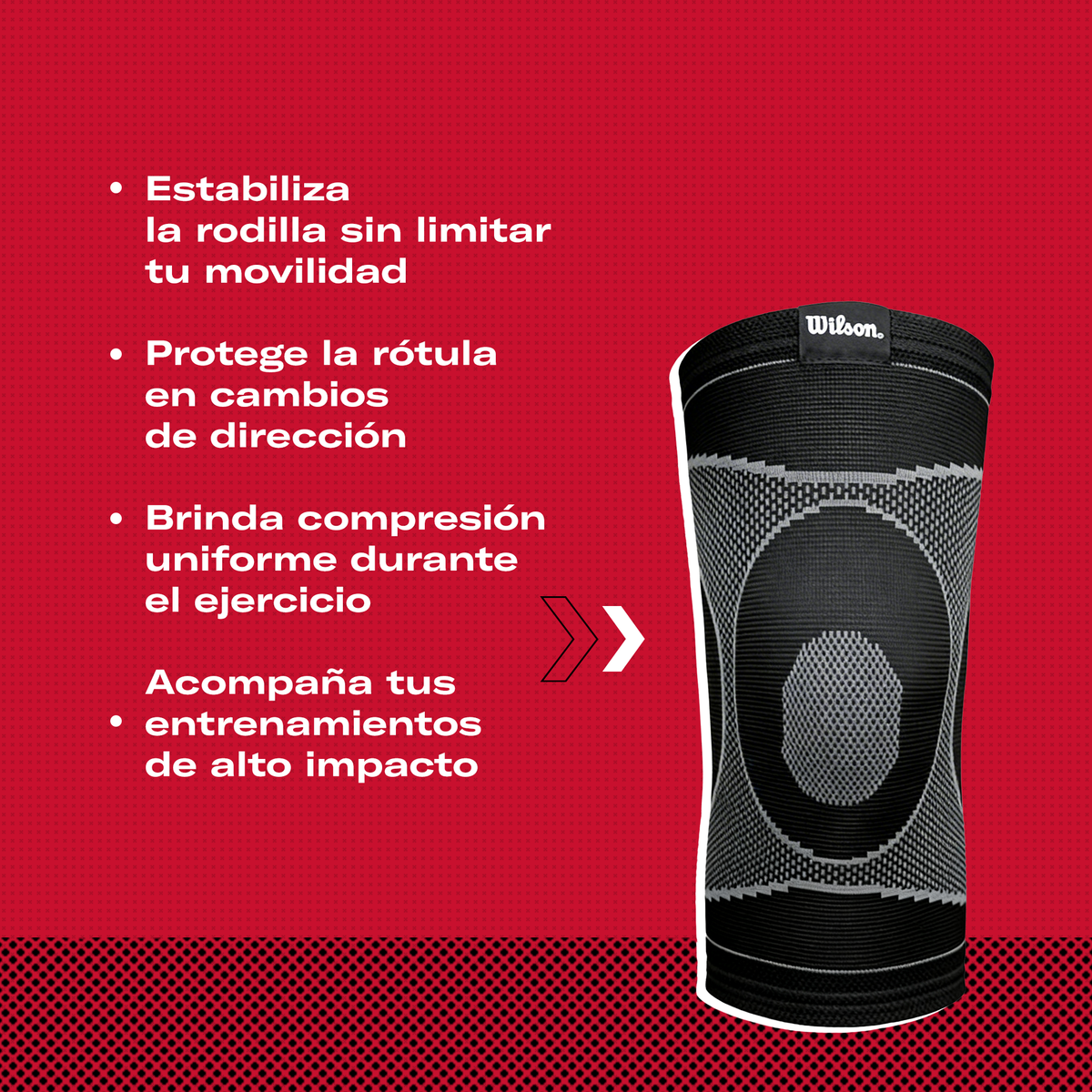 Rodillera Elástica Deportiva Wilson AW706 4 Puntos Compresión Nivel 1