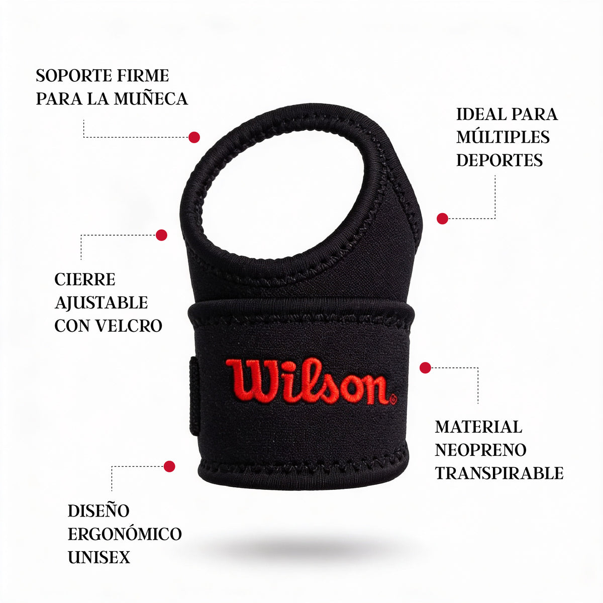 Muñequera Wilson AW105 Neopreno Soporte Compresión Velcro Unitalla