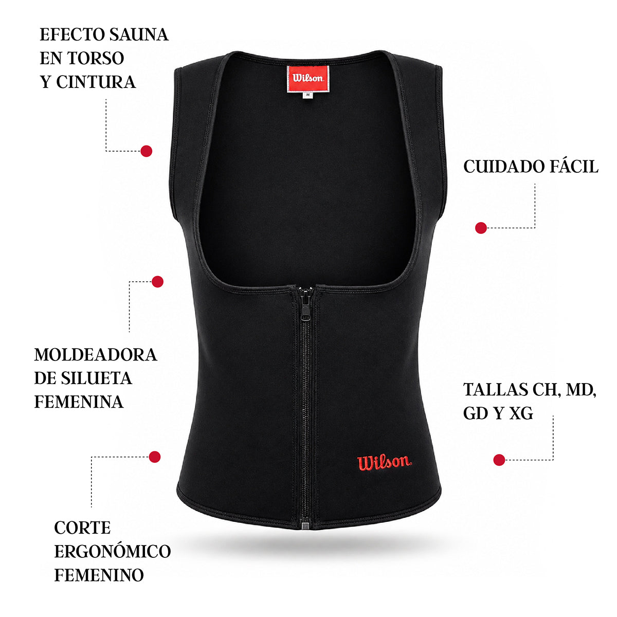 Chaleco Reductivo Wilson AW110 Neopreno Mujer Negro