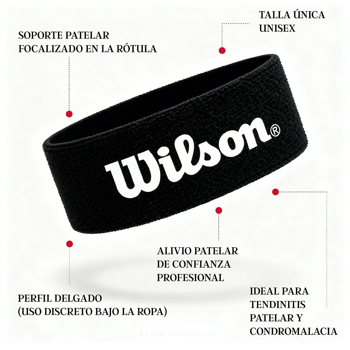 Banda Soporte Rótula Wilson AW501 Correa Tendón Rotuliano Velcro Ajustable Unisex