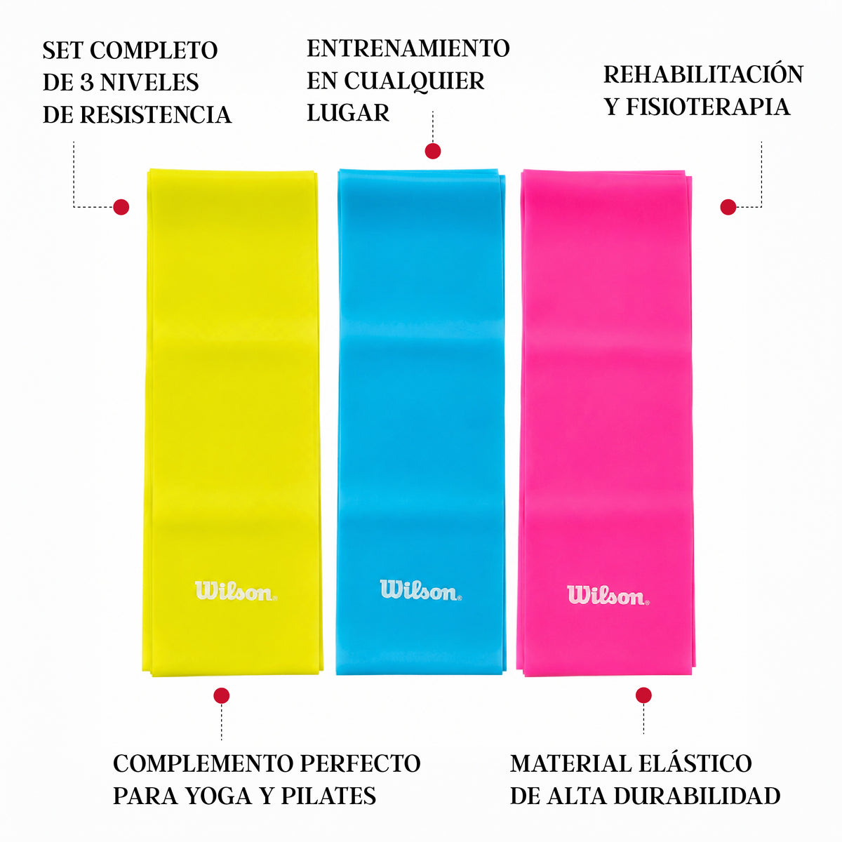Bandas de Tensión 3 Resistencias Sportech BT0003 Set Yoga Pilates Fitness