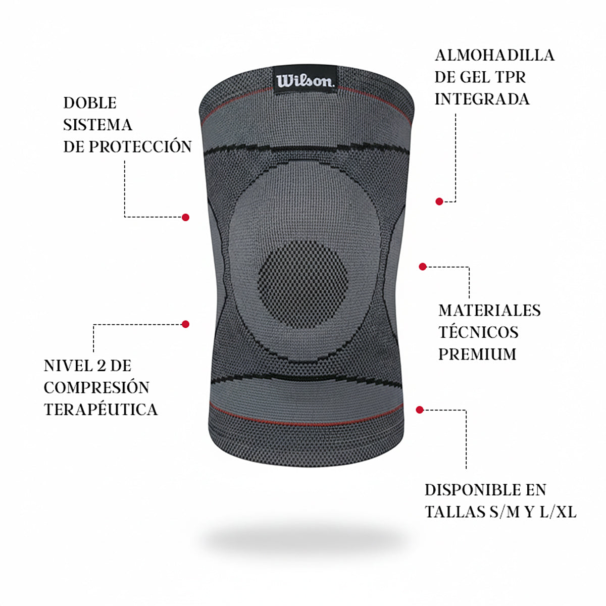 Rodillera Gel TPR Almohadilla Wilson AW707 4 Puntos Compresión Nivel 2