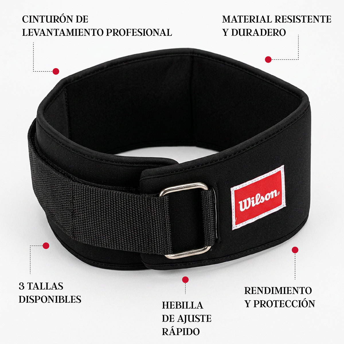 Cinturón Pesas Wilson AW117 Neopreno AFS Soporte Lumbar Levantamiento Fuerza Unisex