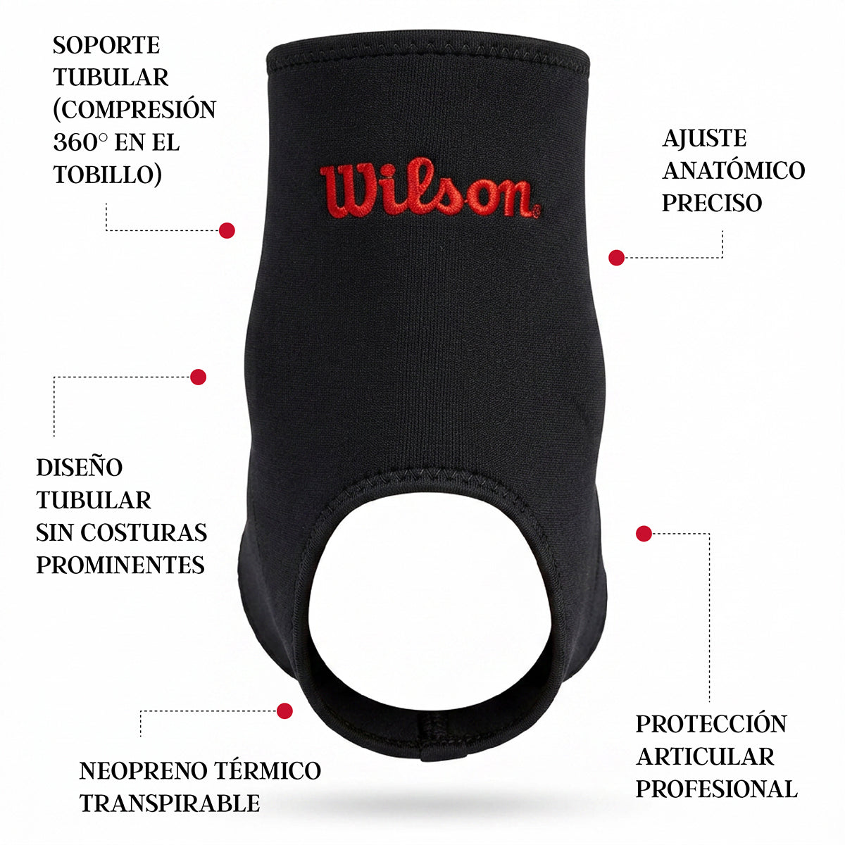 Tobillera Tubular Wilson AW301 Neopreno AFS Soporte Firme Tobillo Velcro Unisex