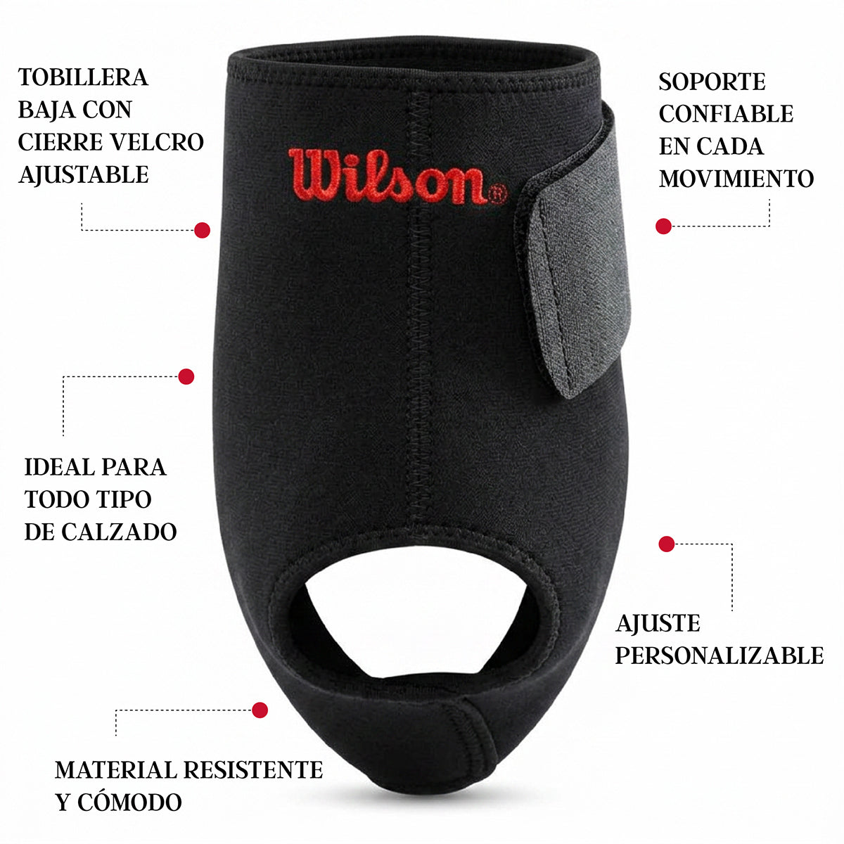 Tobillera Baja Wilson AW304 Velcro Neopreno Compresión Tobillo Ligamentos Unisex Unitalla