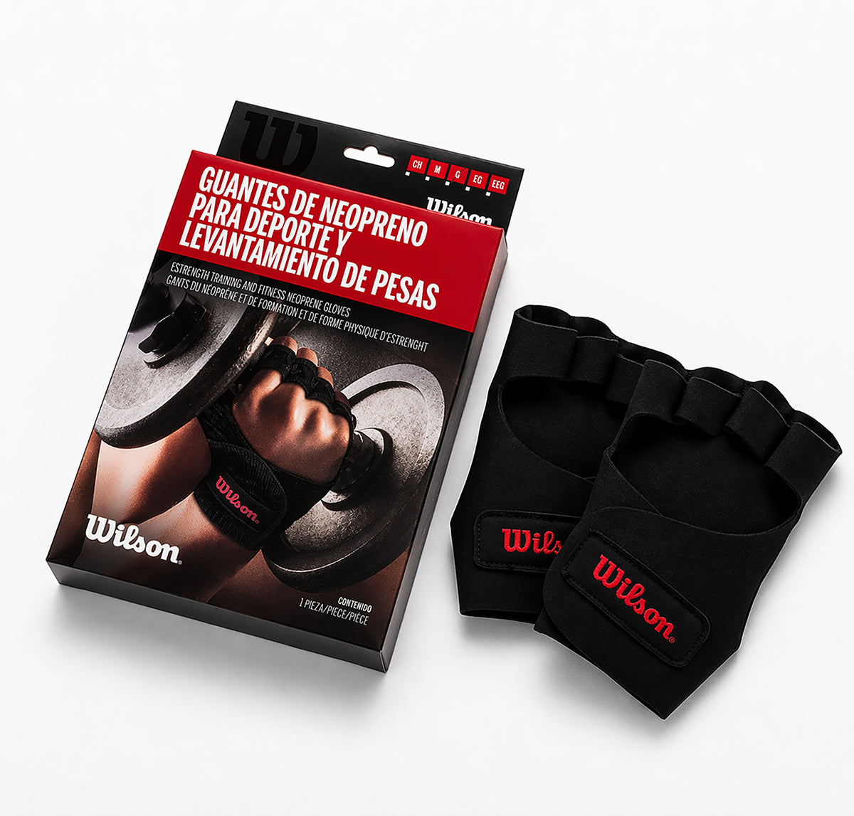 Guantes Pesas Wilson AW801 Neopreno Transpirable Soporte Muñeca Agarre Gym Unisex