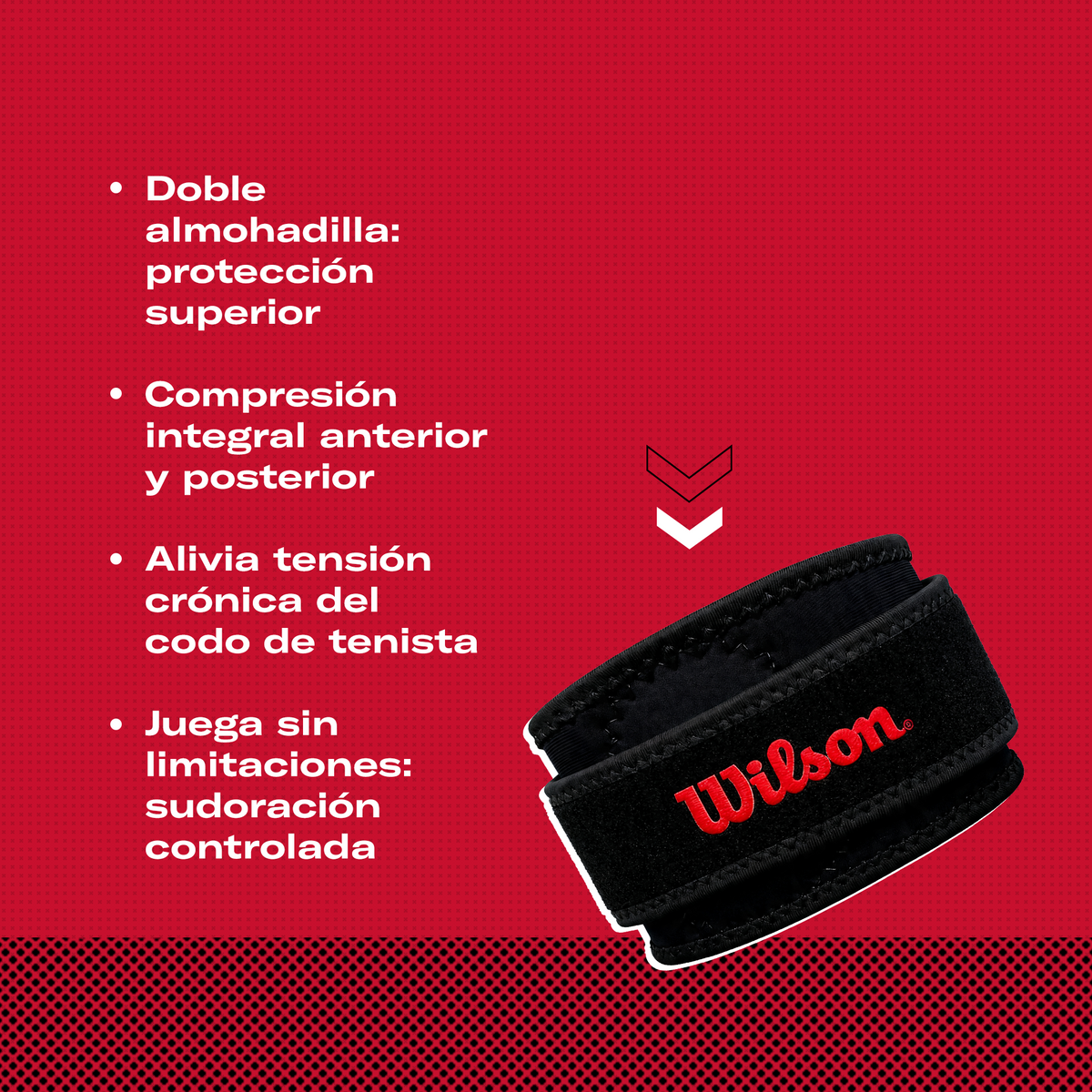 Soporte Tenis Wilson AW106 PRO Doble Almohadilla Neopreno AFS Epicondilitis Antebrazo Unisex
