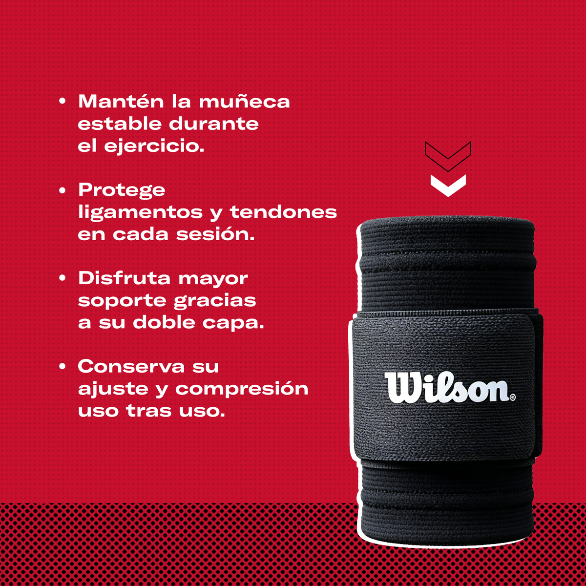Muñequera Doble Soporte Deportiva Wilson AW400 Compresión Nivel 2 Unitalla