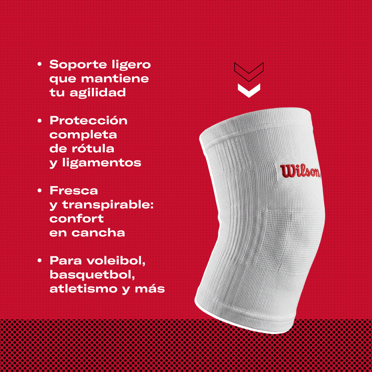 Rodillera Elástica Wilson AW705 Algodón Soporte Rodilla Ligamentos Blanco