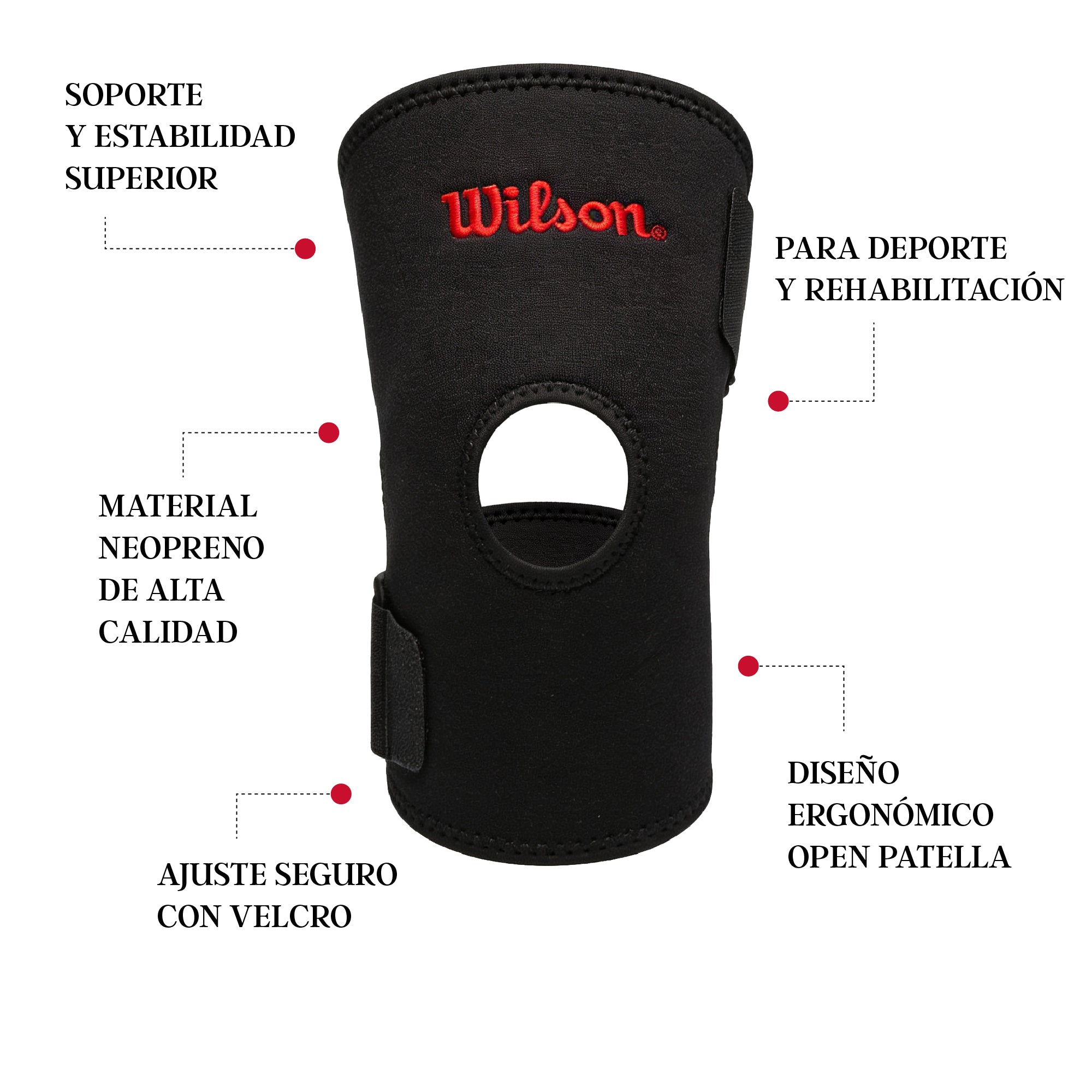 Rodillera Abierta Wilson AW101 Neopreno Soporte Unitalla