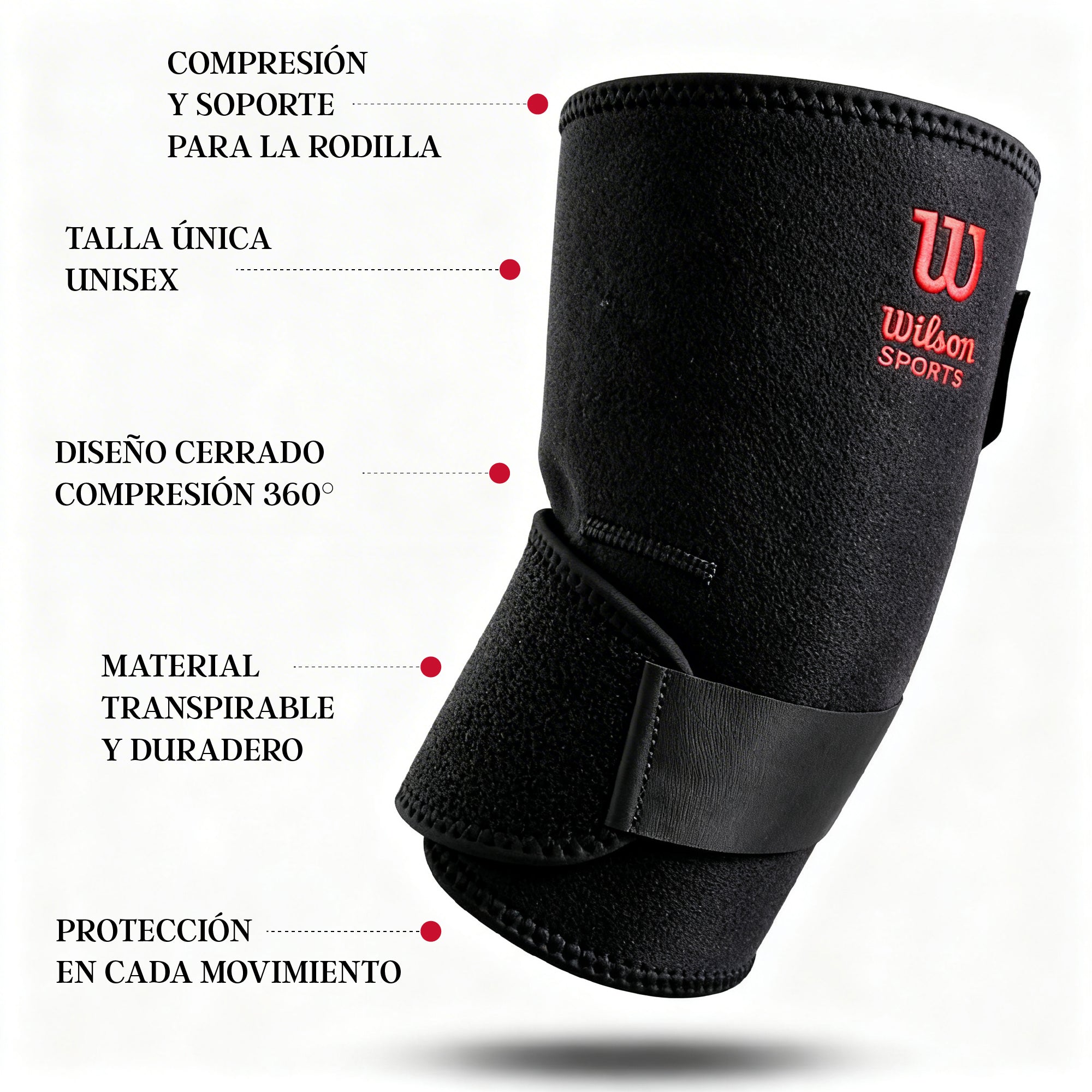 Rodillera Cerrada Wilson AW102 Neopreno AFS Soporte Rodilla Rótula Unisex