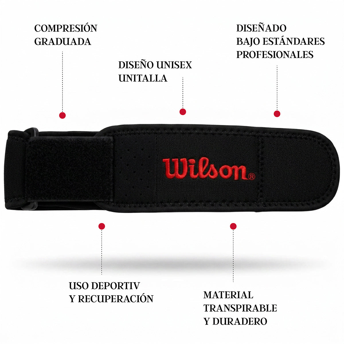 Soporte Antebrazo Tenis Wilson AW106 Neopreno AFS Codo Tenista Epicondilitis Unisex
