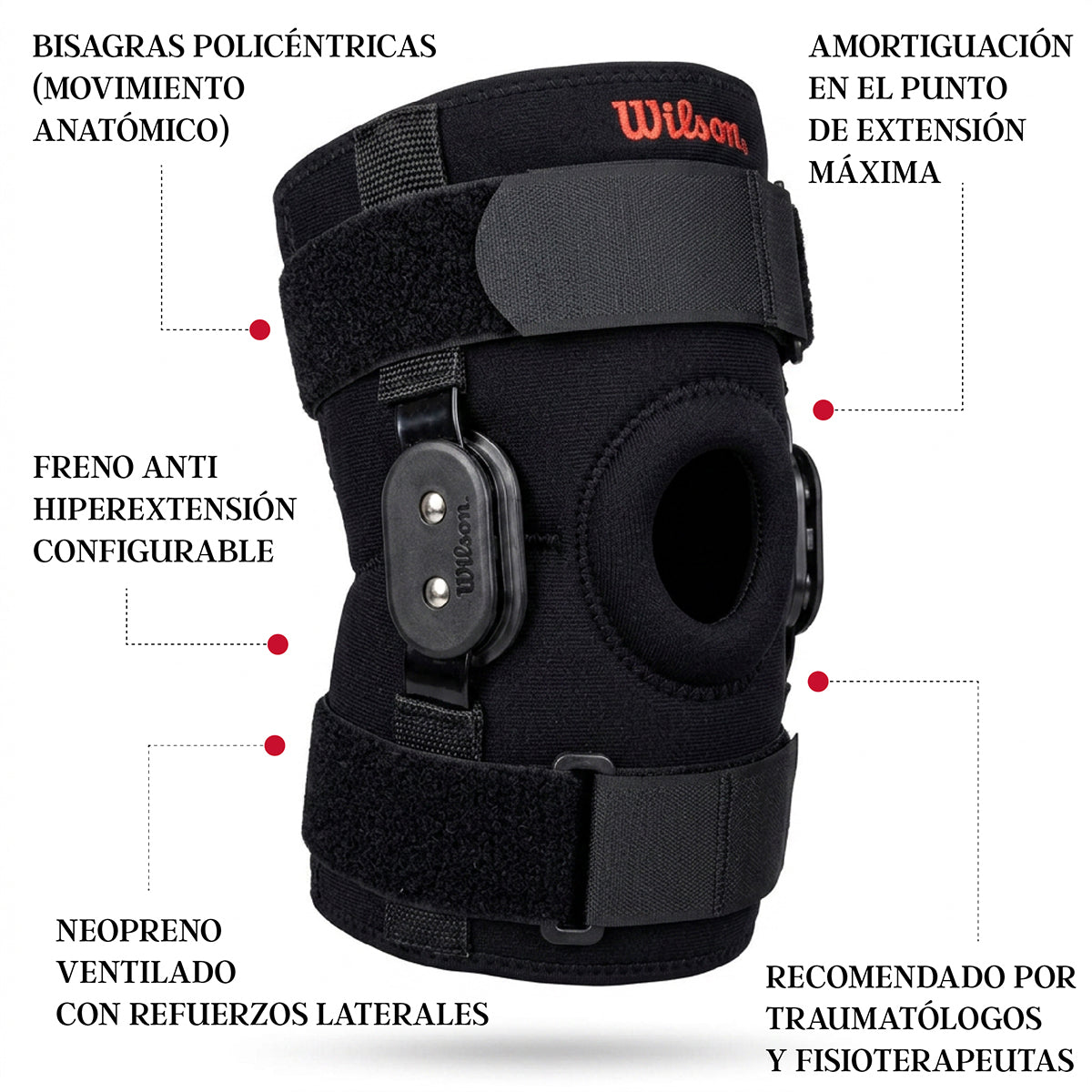 Rodillera Wilson AW206 con Bisagras Acero Soporte Avanzado Rodilla Ligamentos Unisex