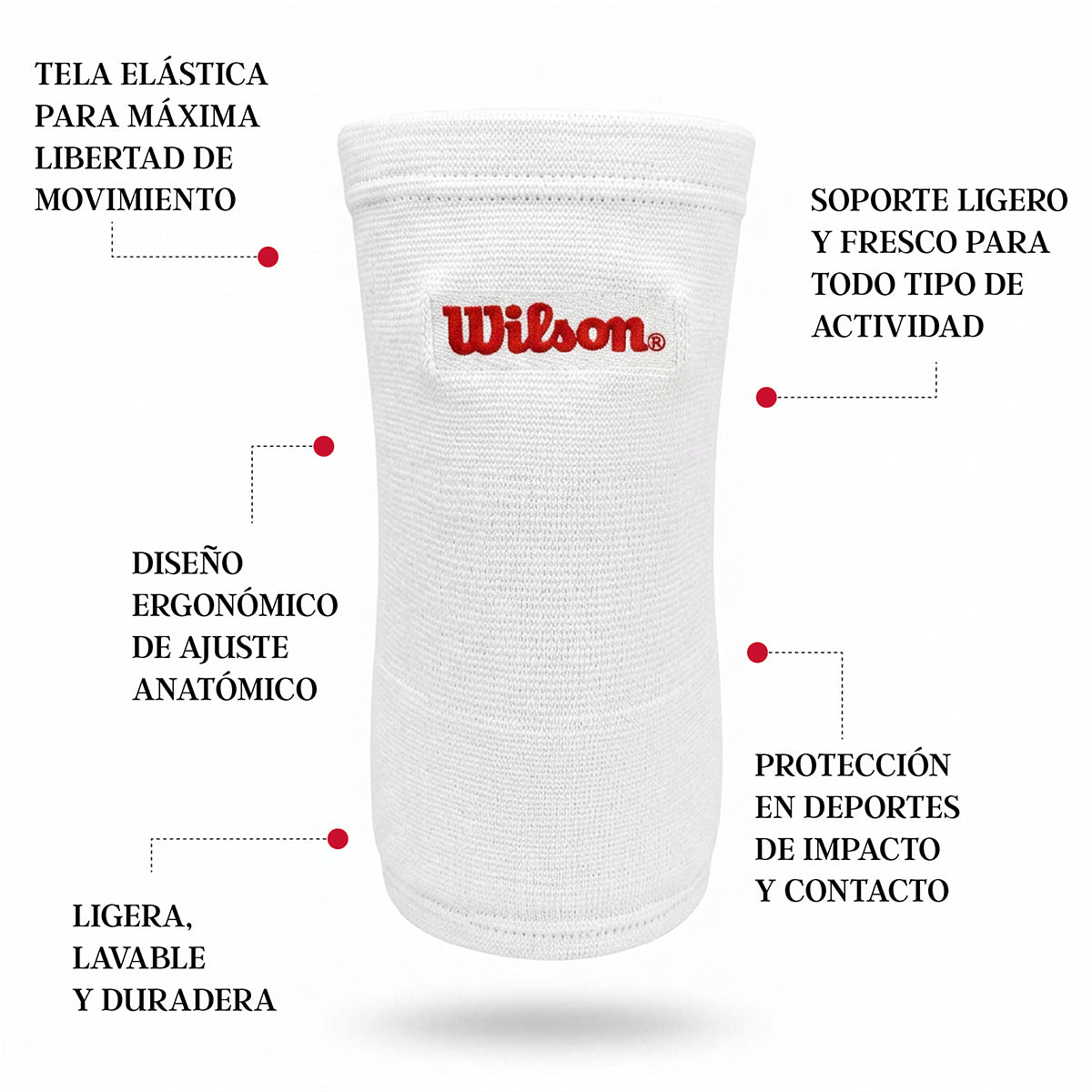 Rodillera Elástica Wilson AW705 Algodón Soporte Rodilla Ligamentos Blanco