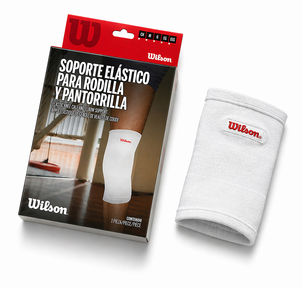 Rodillera Elástica Wilson AW705 Algodón Soporte Rodilla Ligamentos Blanco